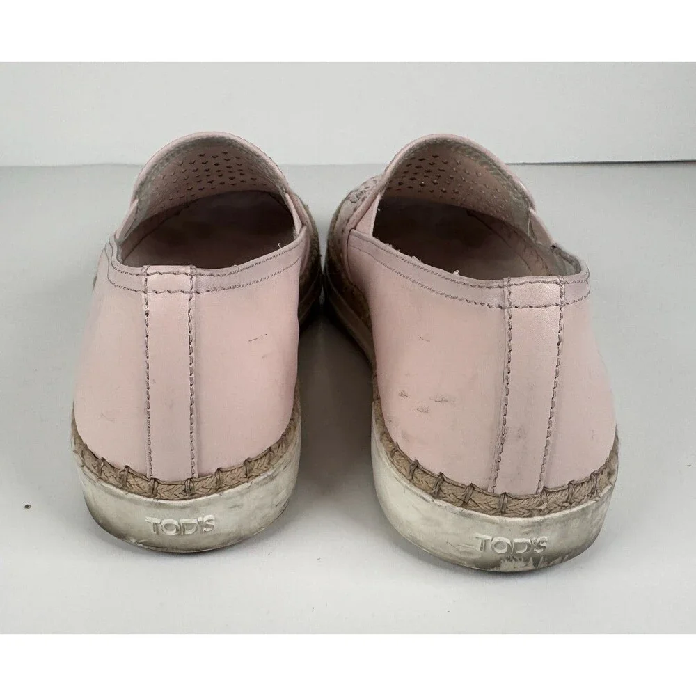 Tod's Women's Pale Pink Perforated Espadrille Flats Size EU 36 US 6